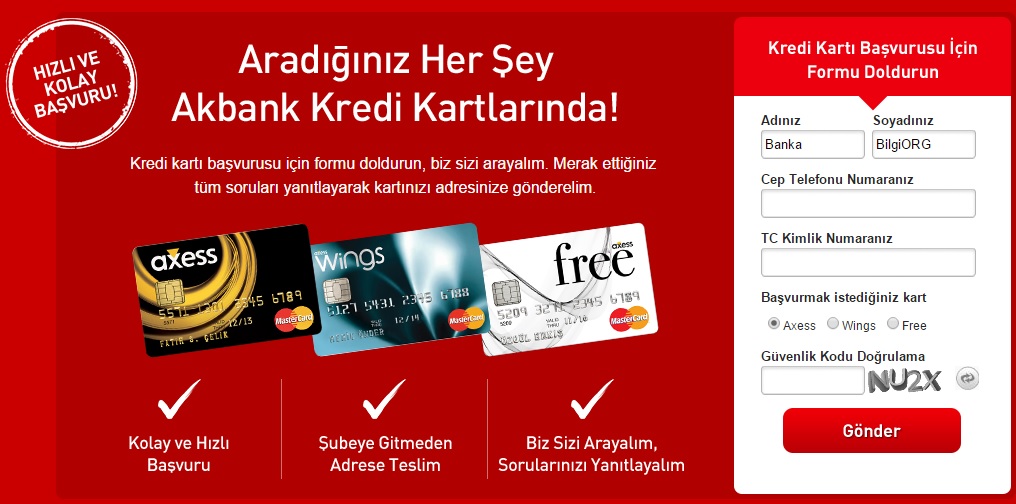 Akbank Axess Kredi Kartı Başvurusu