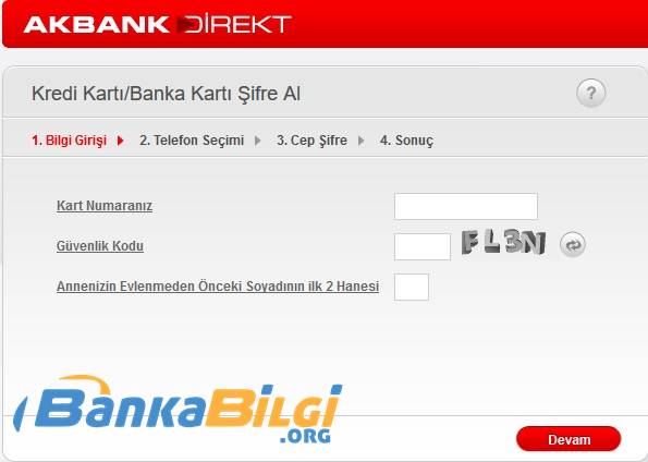 Akbank Kredi Kartı Şifresi Alma