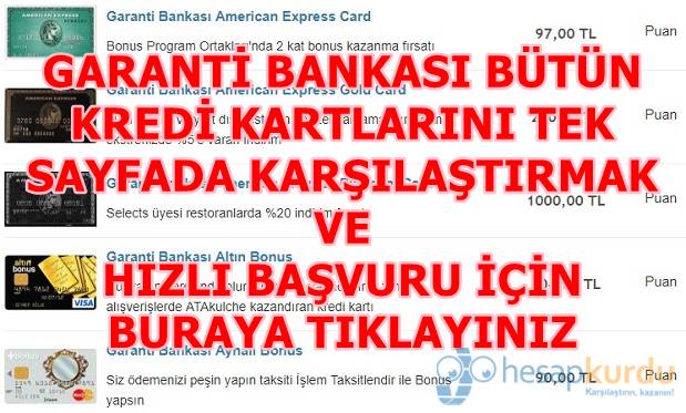 Garanti bankası kredi kartı başvurusu