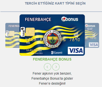 Garanti Bankası Fenerbahçe Bonus Kredi Kartları tipi